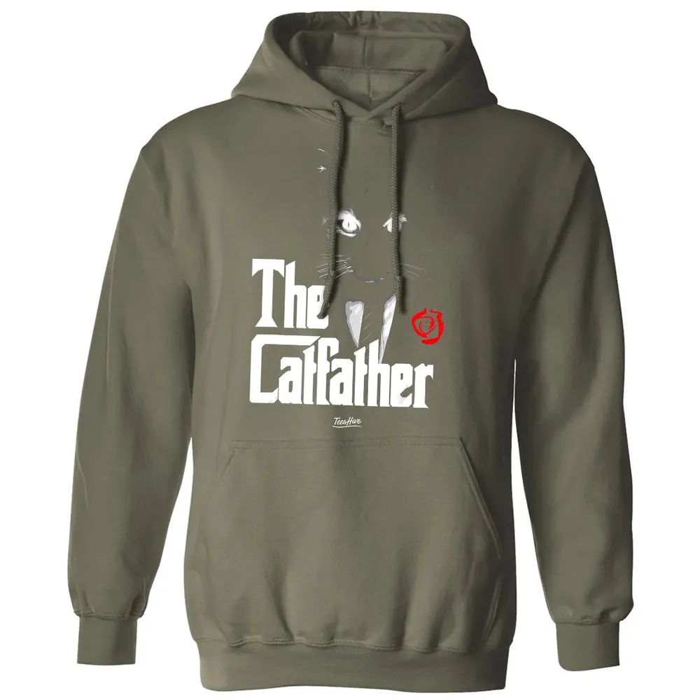 The Catfather Funny Cat Dad Tuxedo Cat Papa Novelty Themed Classic Unisex Hoodie - 4