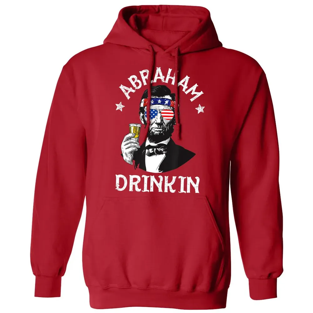 Abraham Drinkin 4th of July  Abe Lincoln Men Women Gift Classic Unisex Hoodie - 5