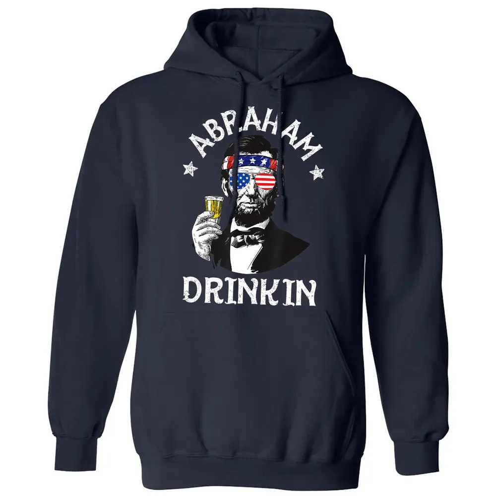 Abraham Drinkin 4th of July  Abe Lincoln Men Women Gift Classic Unisex Hoodie - 2