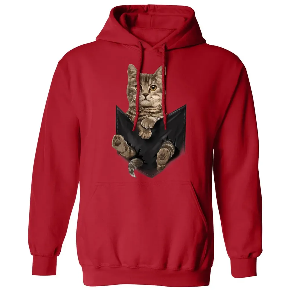 Brown Cat Sits in Pocket  Cats   Gifts Classic Unisex Hoodie - 5