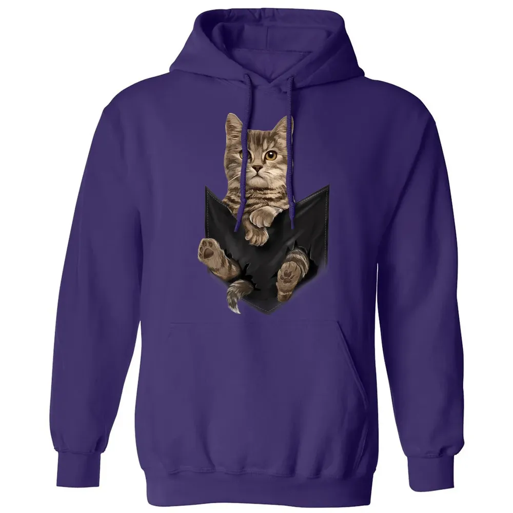 Brown Cat Sits in Pocket  Cats   Gifts Classic Unisex Hoodie - 6