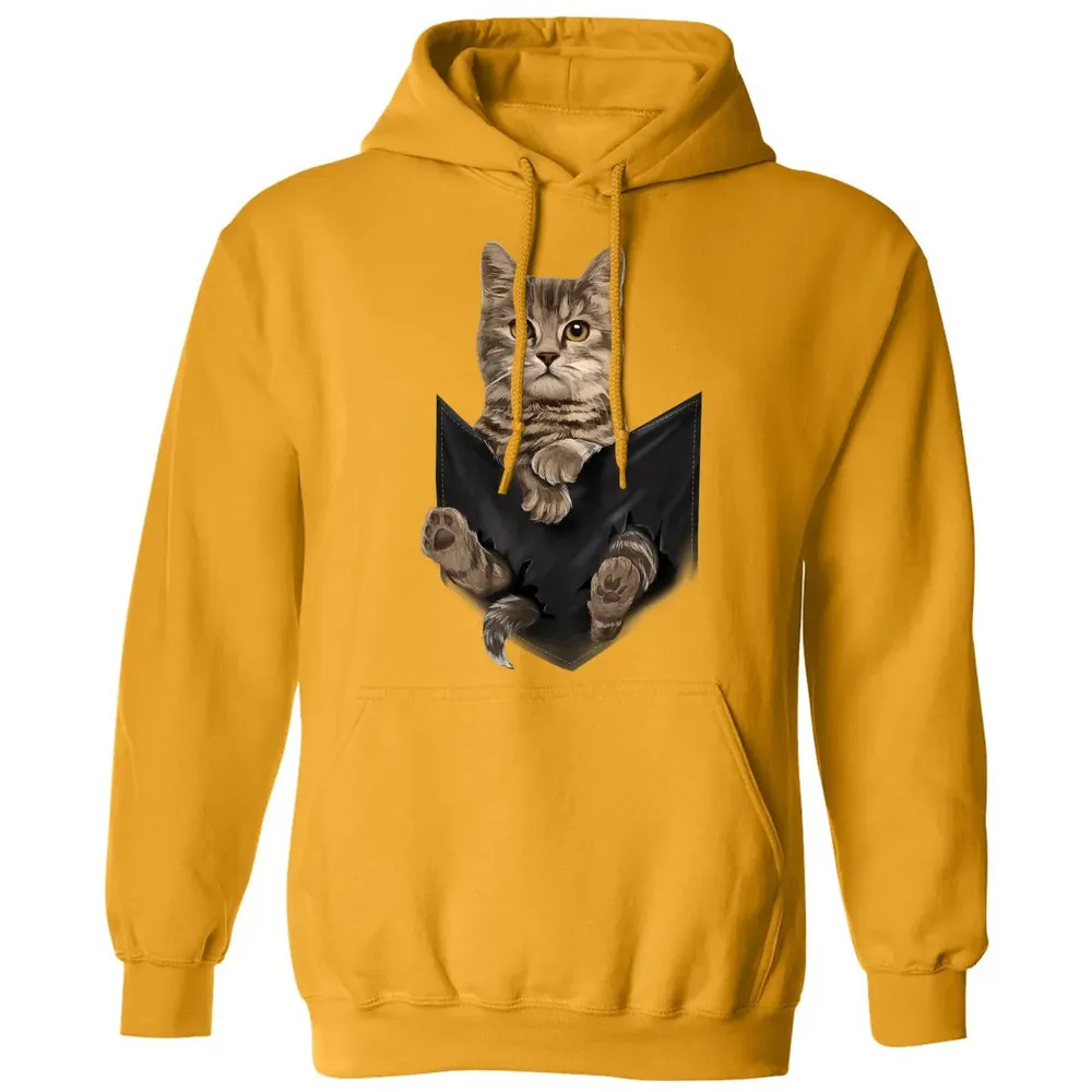 Brown Cat Sits in Pocket  Cats   Gifts Classic Unisex Hoodie - 12