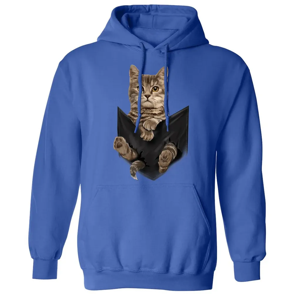 Brown Cat Sits in Pocket  Cats   Gifts Classic Unisex Hoodie - 9