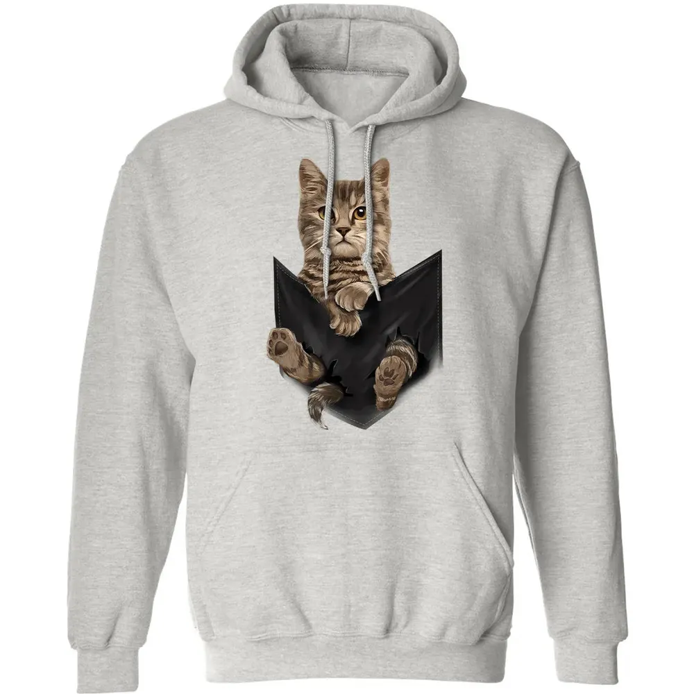 Brown Cat Sits in Pocket  Cats   Gifts Classic Unisex Hoodie - 8