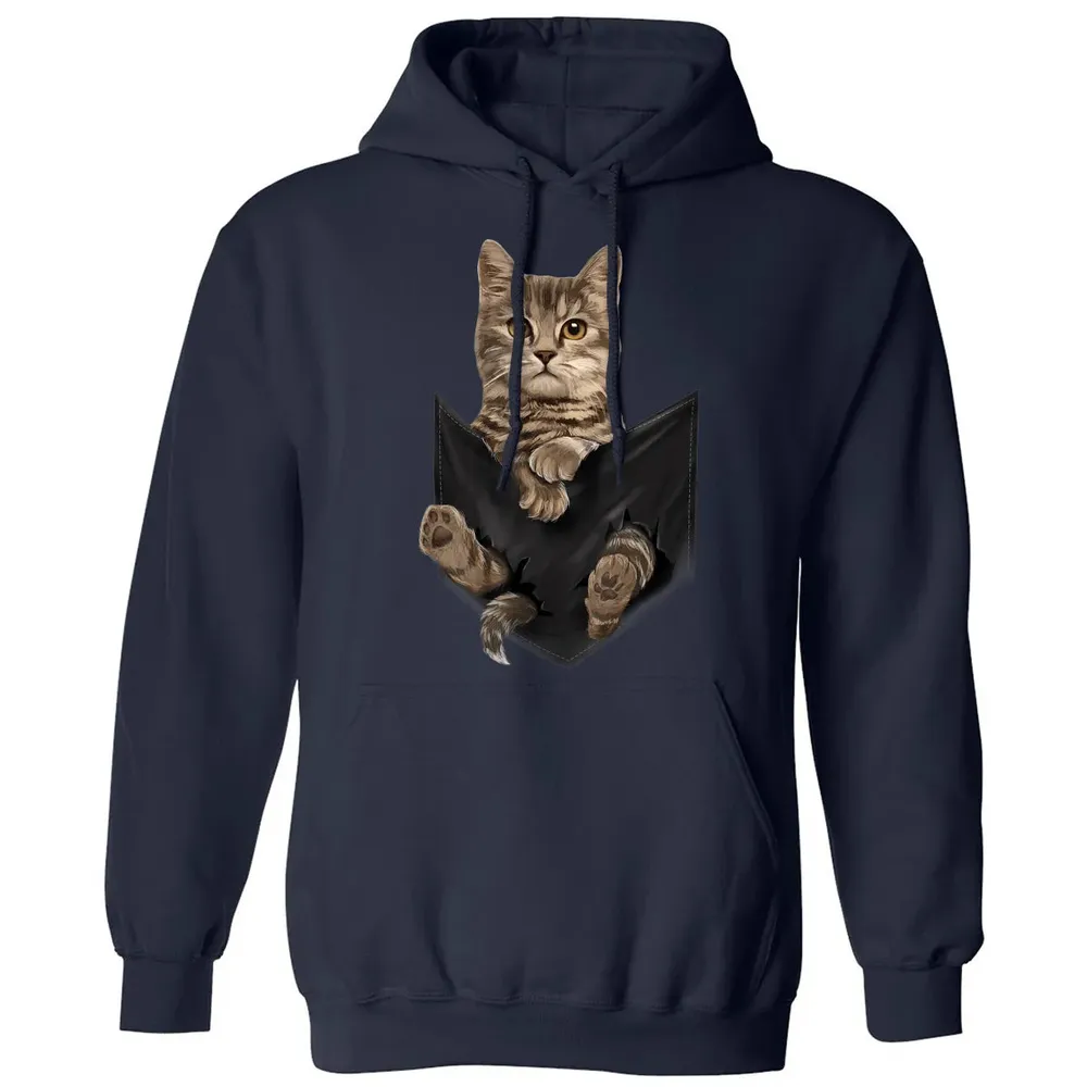 Brown Cat Sits in Pocket  Cats   Gifts Classic Unisex Hoodie - 2