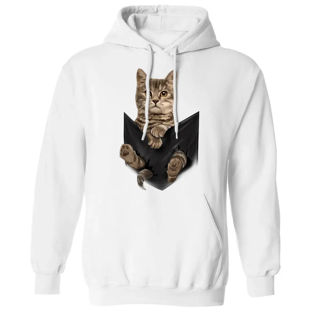 Brown Cat Sits in Pocket  Cats   Gifts Classic Unisex Hoodie - 11