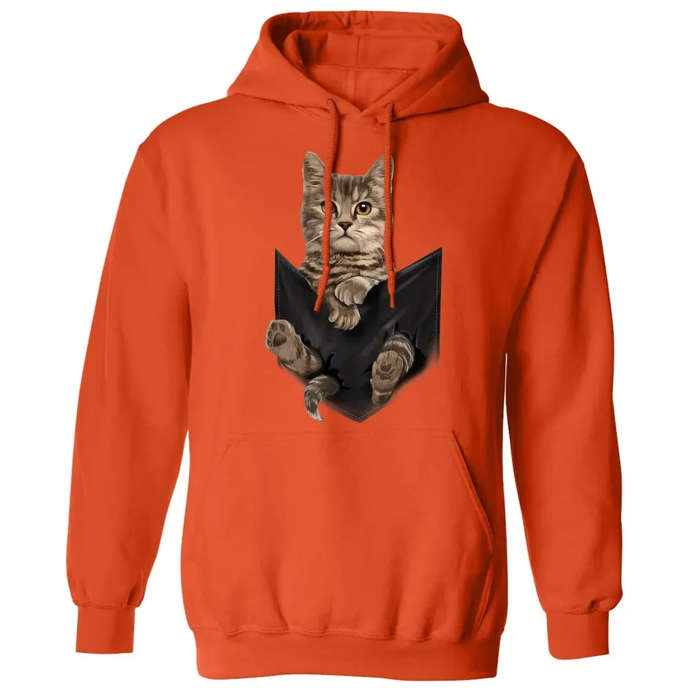 Brown Cat Sits in Pocket  Cats   Gifts Classic Unisex Hoodie - 10