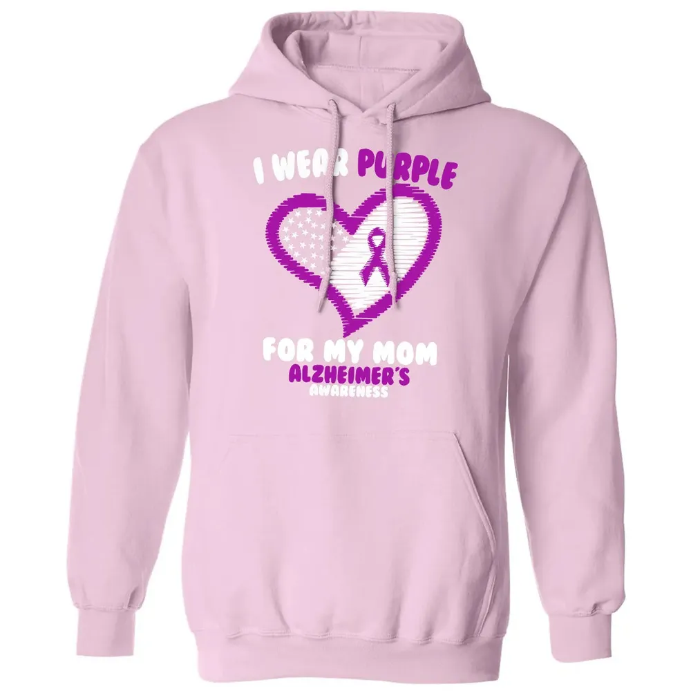 I Wear Purple For My Mom Alzheimer's Awareness Classic Unisex Hoodie - 3