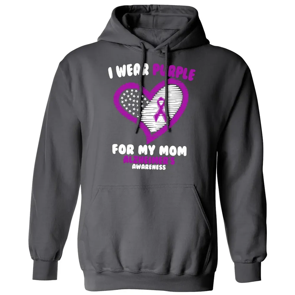 I Wear Purple For My Mom Alzheimer's Awareness Classic Unisex Hoodie - 7