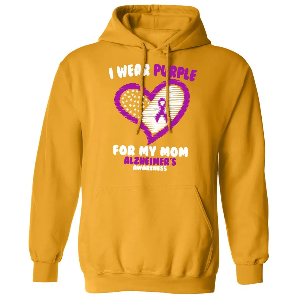 I Wear Purple For My Mom Alzheimer's Awareness Classic Unisex Hoodie - 12