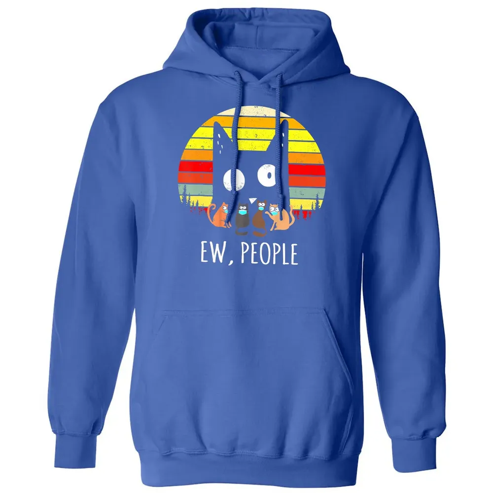 Ew People Vintage Funny Black Cat Mask Quarantine 2020 Gift Classic Unisex Hoodie - 9