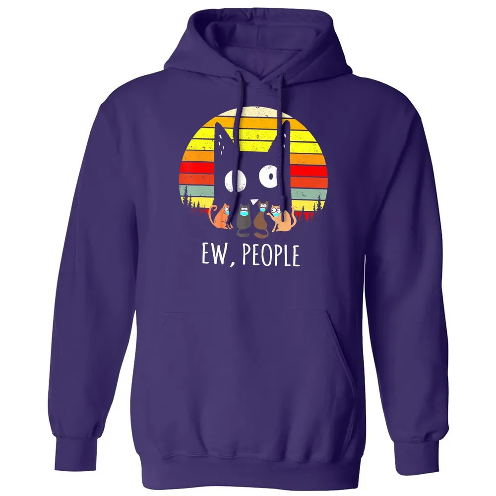Ew People Vintage Funny Black Cat Mask Quarantine 2020 Gift Classic Unisex Hoodie - 6