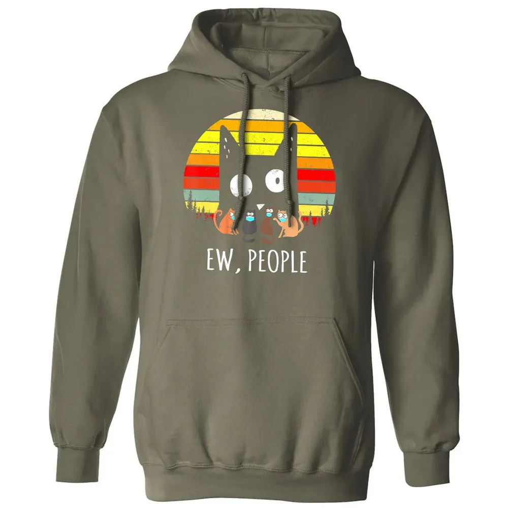 Ew People Vintage Funny Black Cat Mask Quarantine 2020 Gift Classic Unisex Hoodie - 4
