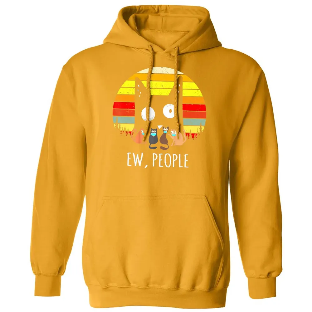 Ew People Vintage Funny Black Cat Mask Quarantine 2020 Gift Classic Unisex Hoodie - 12