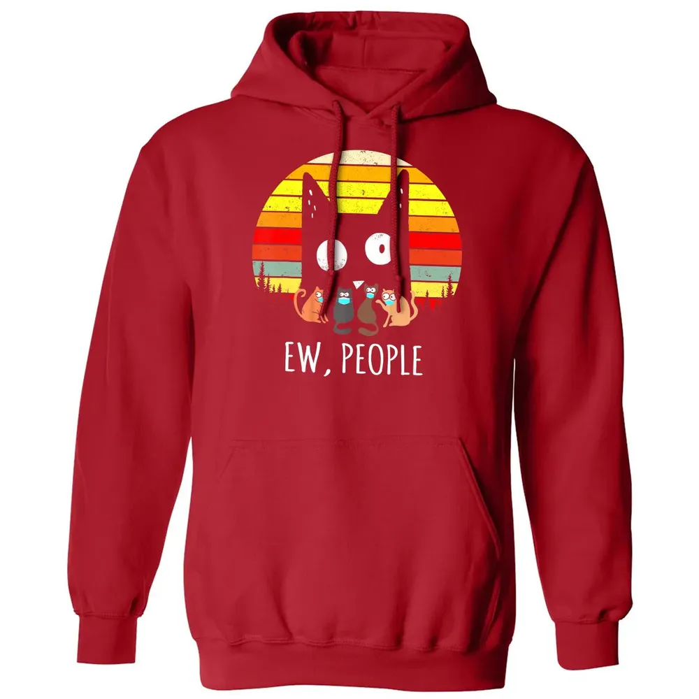 Ew People Vintage Funny Black Cat Mask Quarantine 2020 Gift Classic Unisex Hoodie - 5