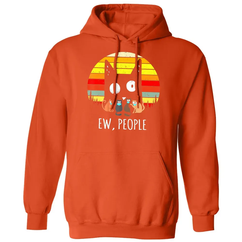 Ew People Vintage Funny Black Cat Mask Quarantine 2020 Gift Classic Unisex Hoodie - 10