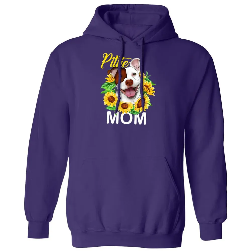 Womens Pitbull Pittie Mom Sunflower  Mothers Day Gift Classic Unisex Hoodie - 6