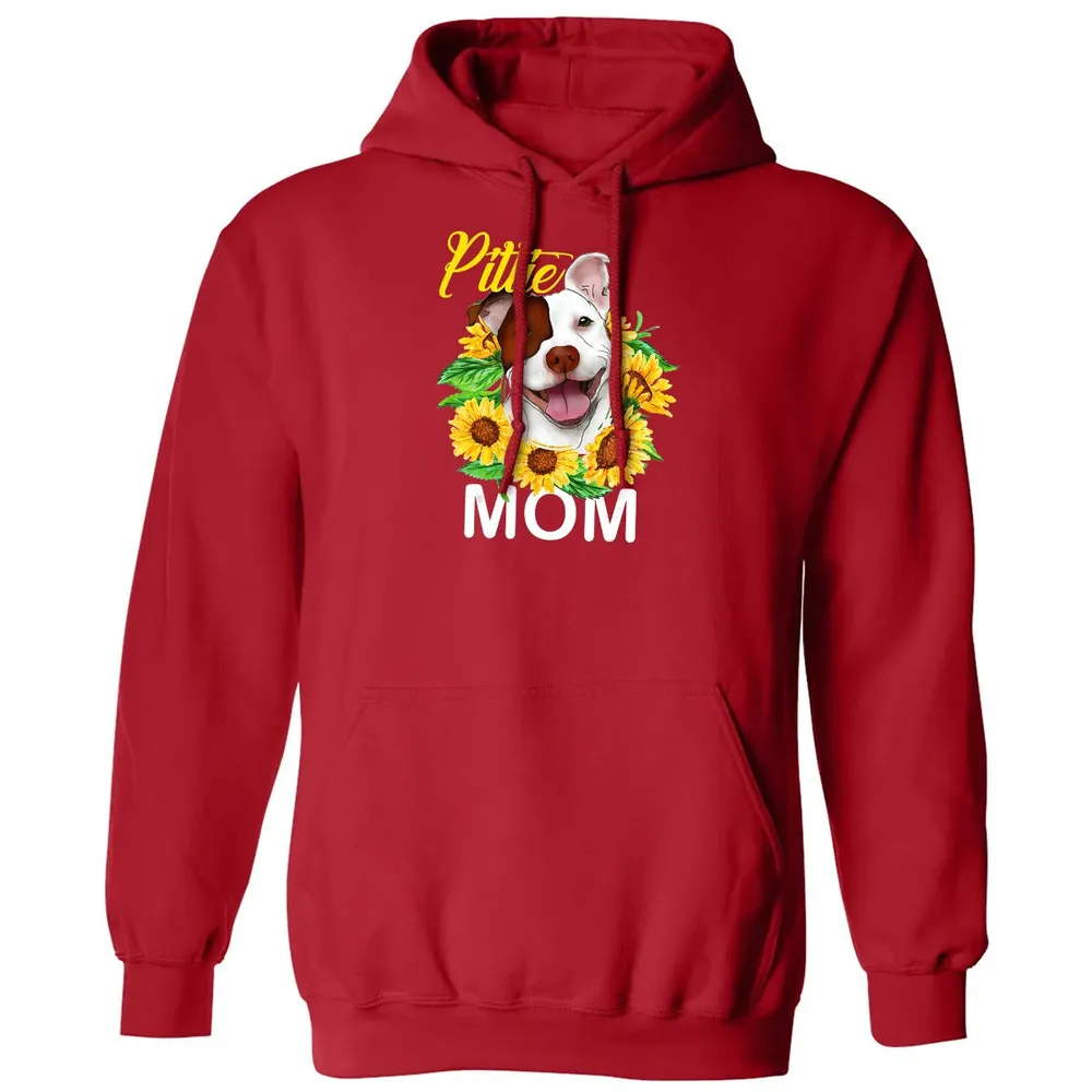 Womens Pitbull Pittie Mom Sunflower  Mothers Day Gift Classic Unisex Hoodie - 5