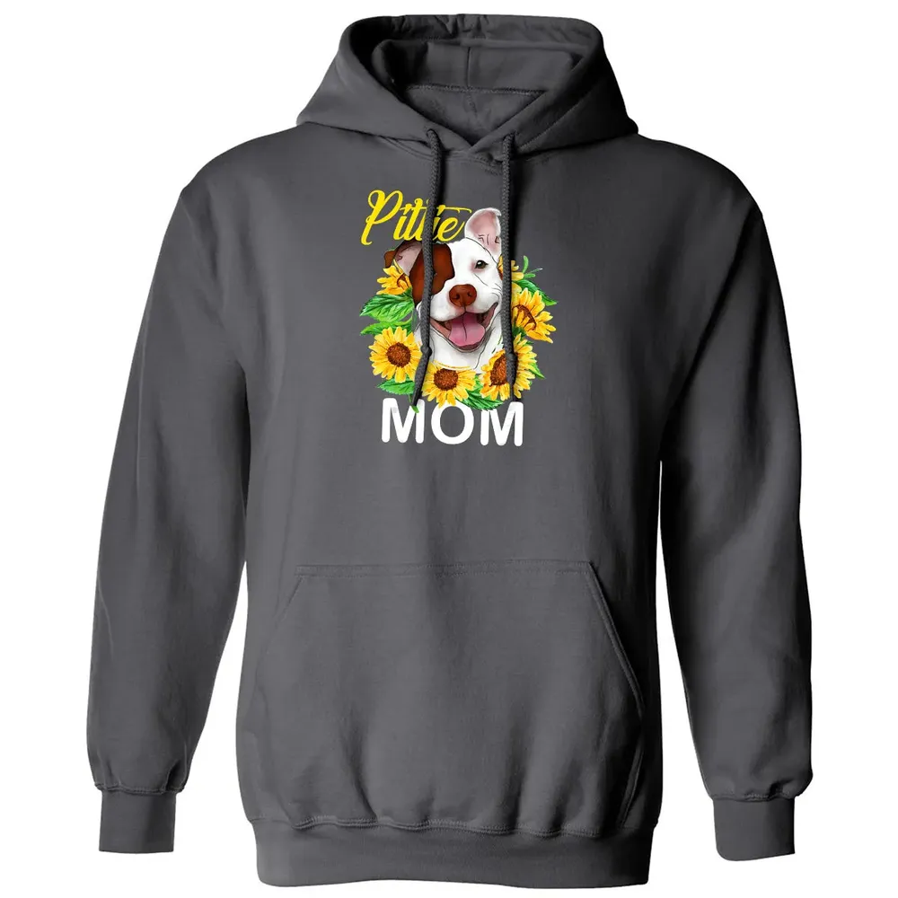 Womens Pitbull Pittie Mom Sunflower  Mothers Day Gift Classic Unisex Hoodie - 7