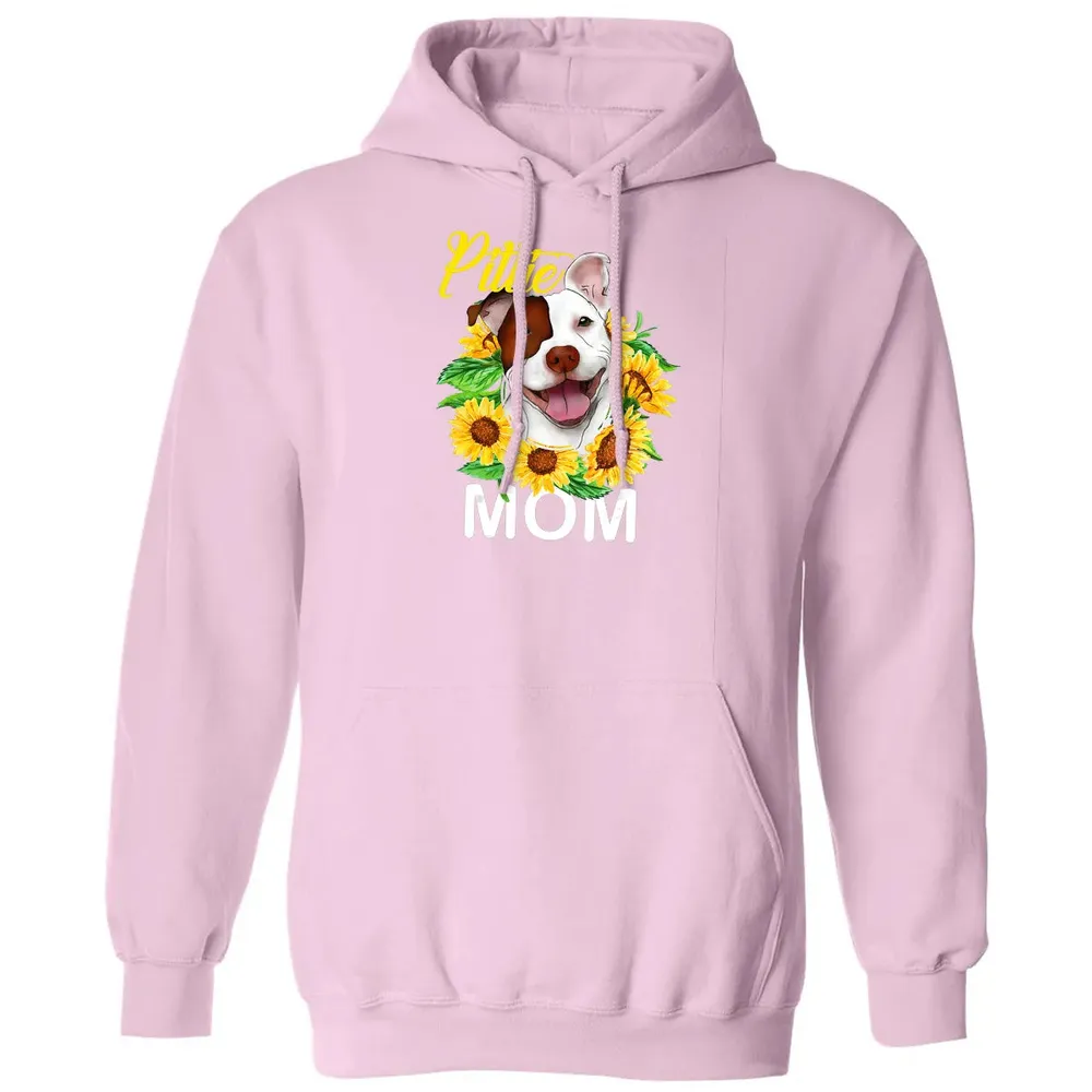 Womens Pitbull Pittie Mom Sunflower  Mothers Day Gift Classic Unisex Hoodie - 3