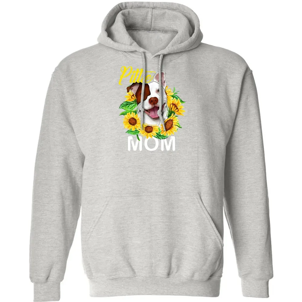 Womens Pitbull Pittie Mom Sunflower  Mothers Day Gift Classic Unisex Hoodie - 8
