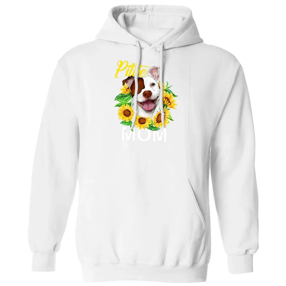 Womens Pitbull Pittie Mom Sunflower  Mothers Day Gift Classic Unisex Hoodie - 11