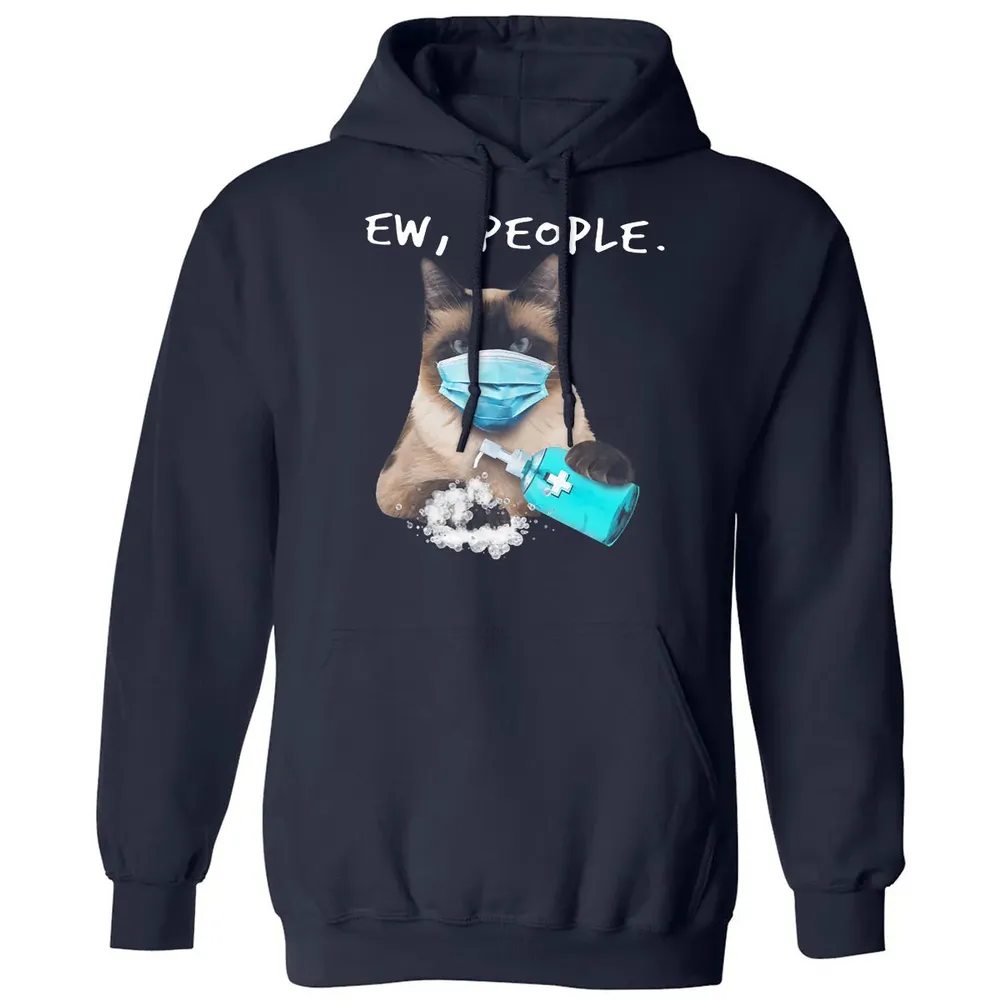 Siamese Cat Ew People Dog Wearing A Face Mask Classic Unisex Hoodie - 2