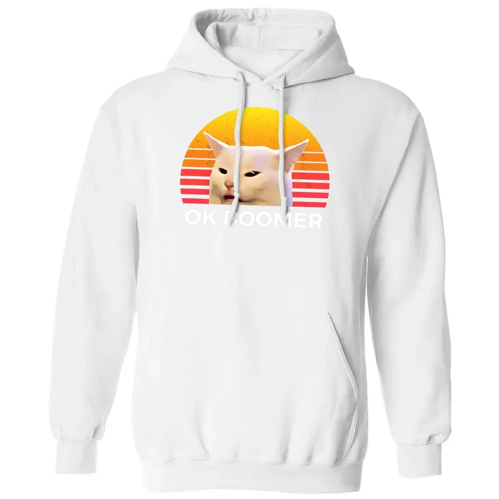 Woman Yelling At Table Dinner Funny Cat Ok Boomer Classic Unisex Hoodie - 11