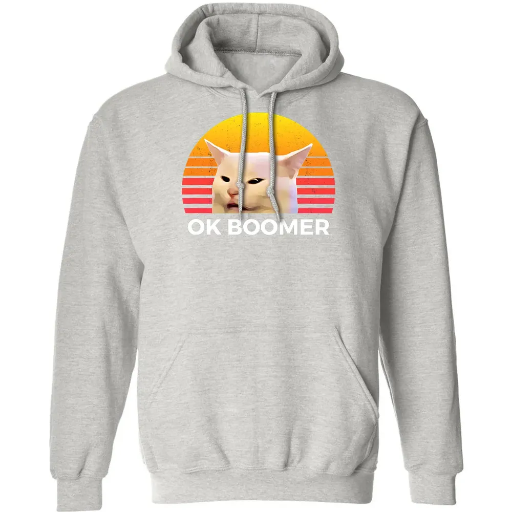 Woman Yelling At Table Dinner Funny Cat Ok Boomer Classic Unisex Hoodie - 8