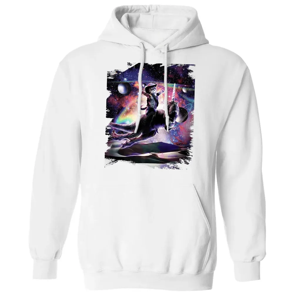 Galaxy Cat On Dinosaur Unicorn In Space Premium Classic Unisex Hoodie - 11