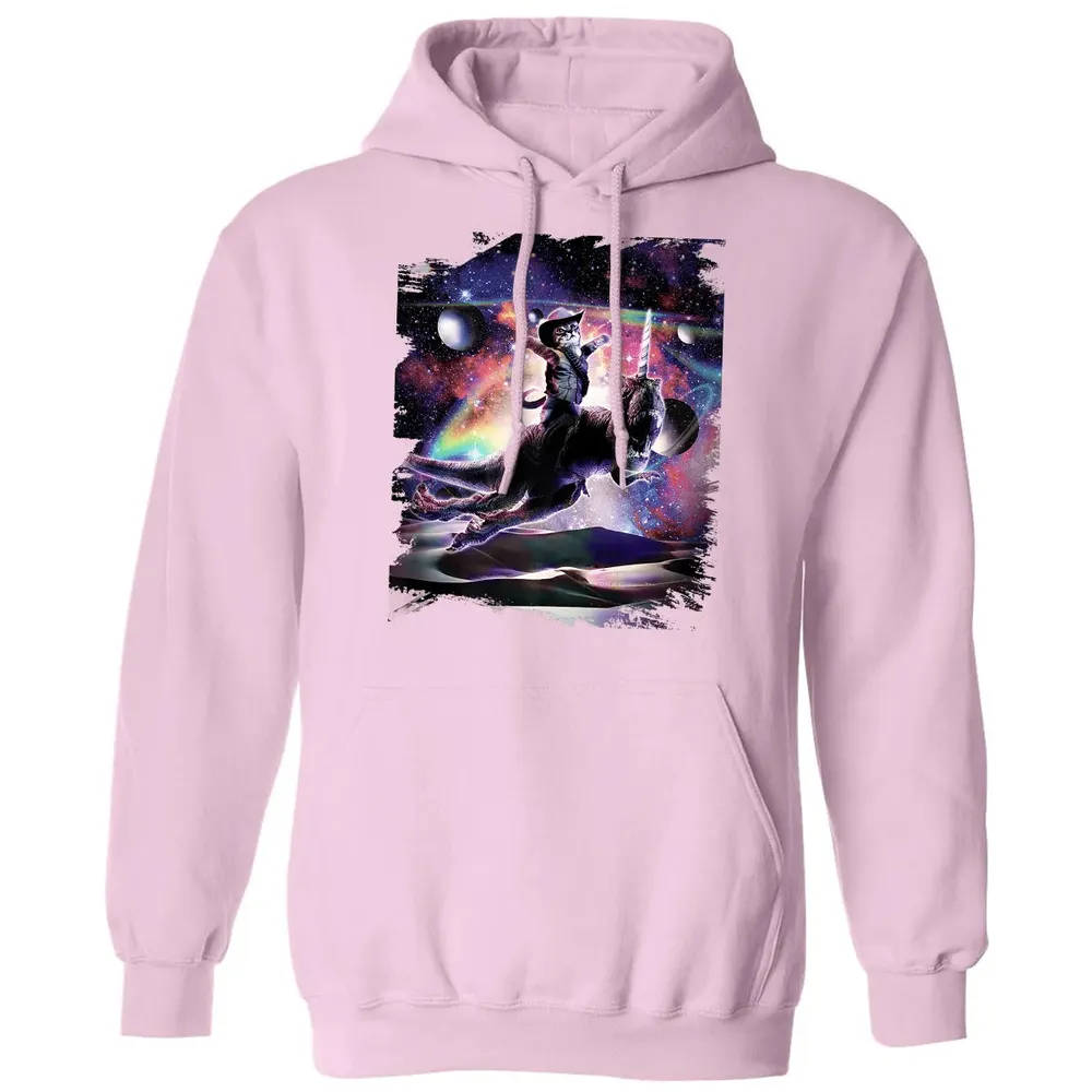Galaxy Cat On Dinosaur Unicorn In Space Premium Classic Unisex Hoodie - 3