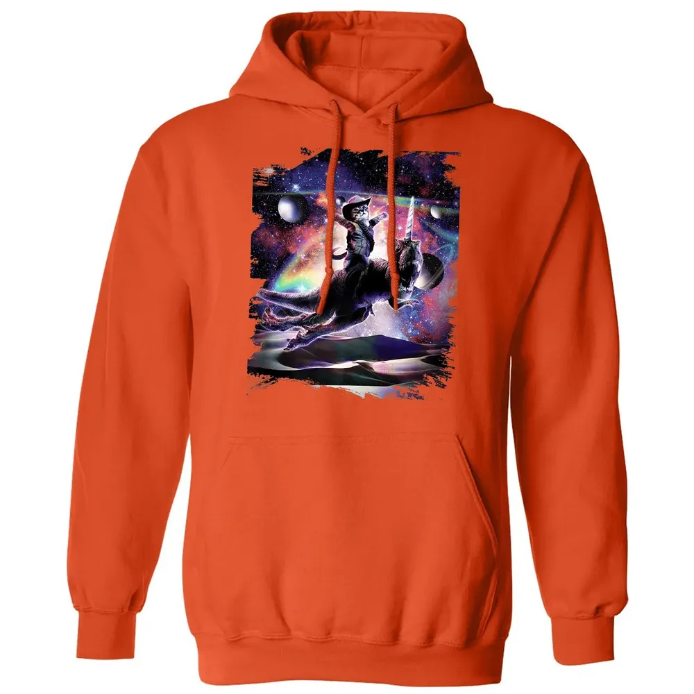Galaxy Cat On Dinosaur Unicorn In Space Premium Classic Unisex Hoodie - 10