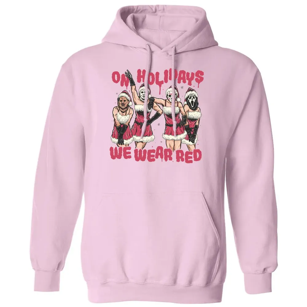 On Holidays We Wear Red Classic Unisex Hoodie - 3