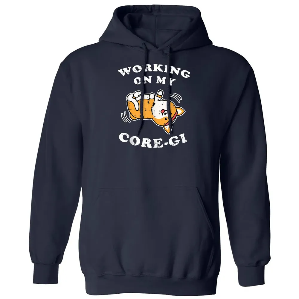 Working Core Gi Workout Cute Black Corgi Dog Fitness Gift Classic Unisex Hoodie - 2