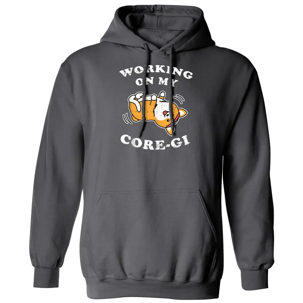 Working Core Gi Workout Cute Black Corgi Dog Fitness Gift Classic Unisex Hoodie - 7