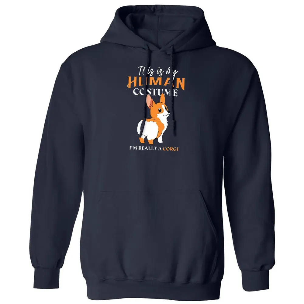 This Is My Human Costume I'm Really A Corgi Funny Halloween Classic Unisex Hoodie - 2