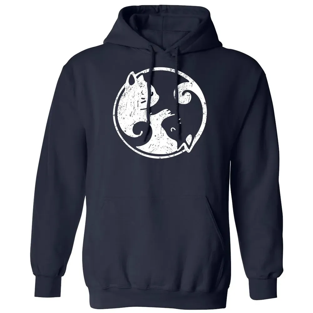 Yin Yang Cats Cute Kawaii Cat Lover Yoga Gift Design Classic Unisex Hoodie - 2