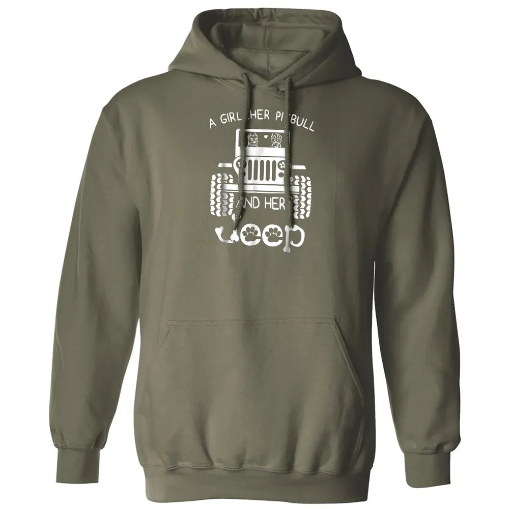 A girl Her Pitbull and her Jeep  Jeep Girl Gift Classic Unisex Hoodie - 4