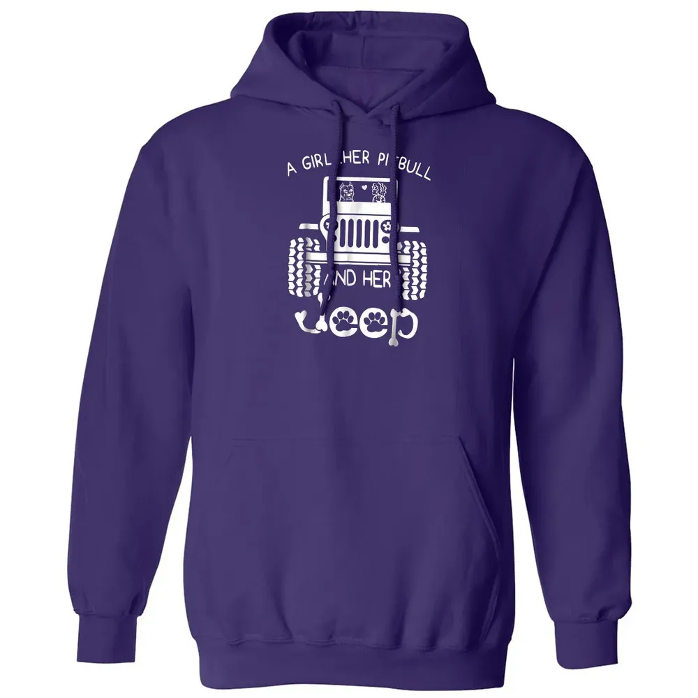 A girl Her Pitbull and her Jeep  Jeep Girl Gift Classic Unisex Hoodie - 6