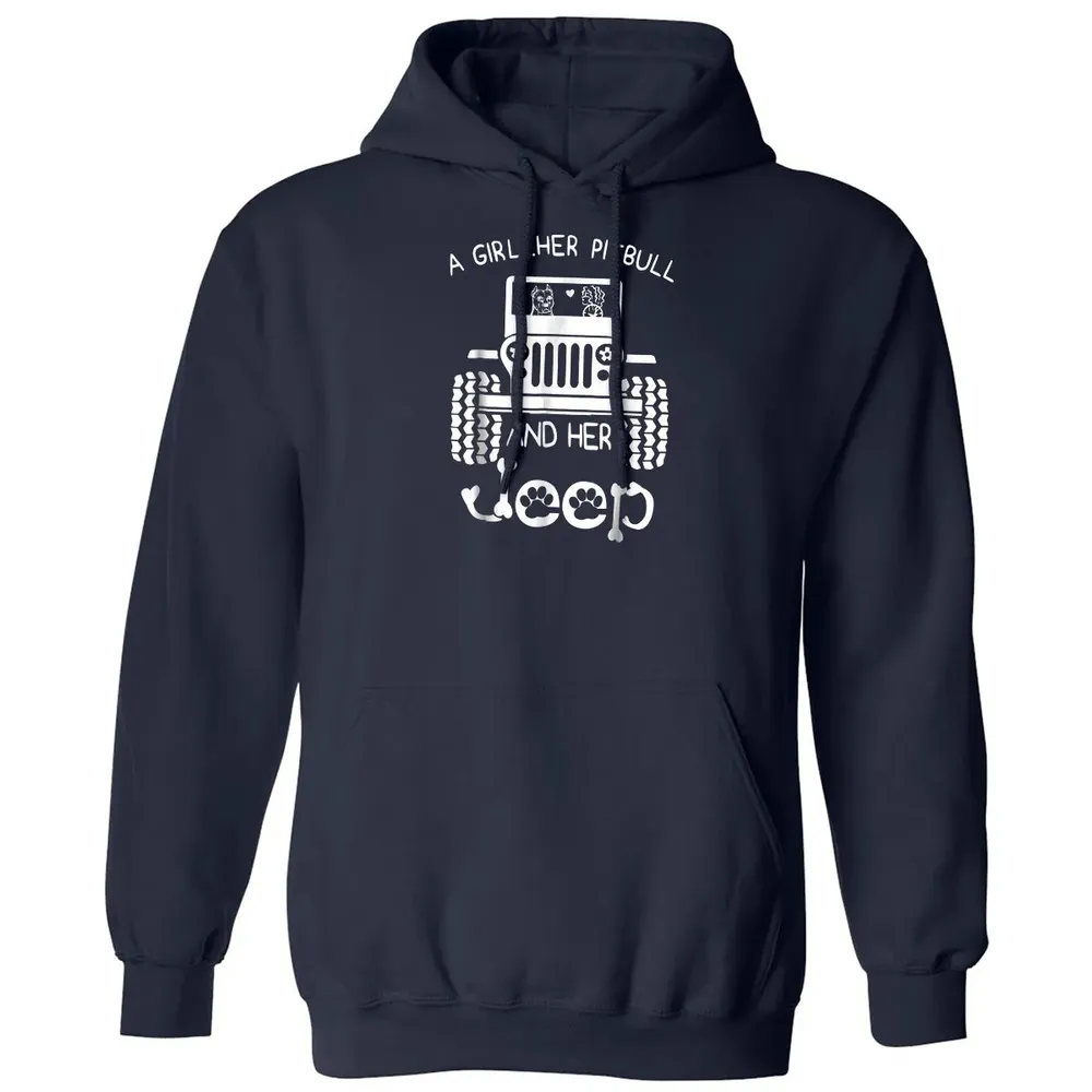 A girl Her Pitbull and her Jeep  Jeep Girl Gift Classic Unisex Hoodie - 2
