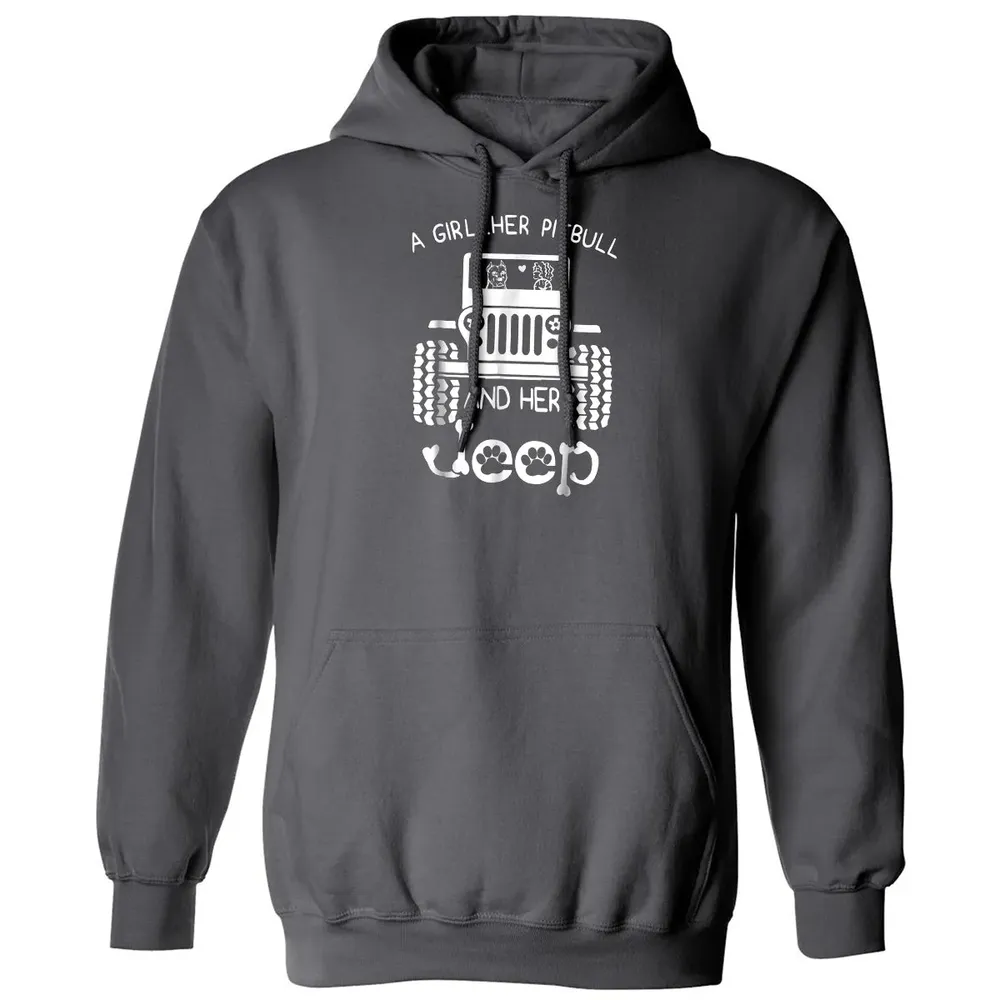 A girl Her Pitbull and her Jeep  Jeep Girl Gift Classic Unisex Hoodie - 7