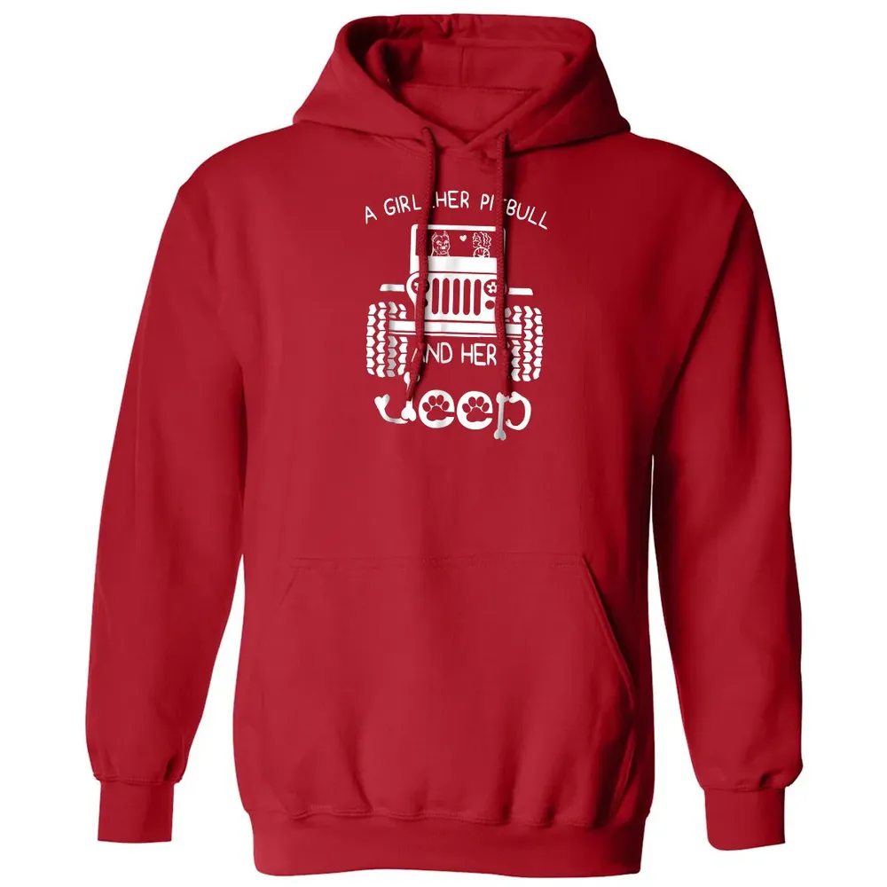 A girl Her Pitbull and her Jeep  Jeep Girl Gift Classic Unisex Hoodie - 5