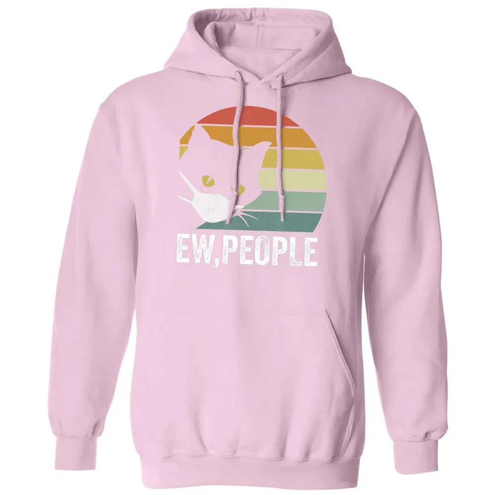 Retro Vintage Ew, people Black Cat Mask Quarantine Funny Cat Classic Unisex Hoodie - 3