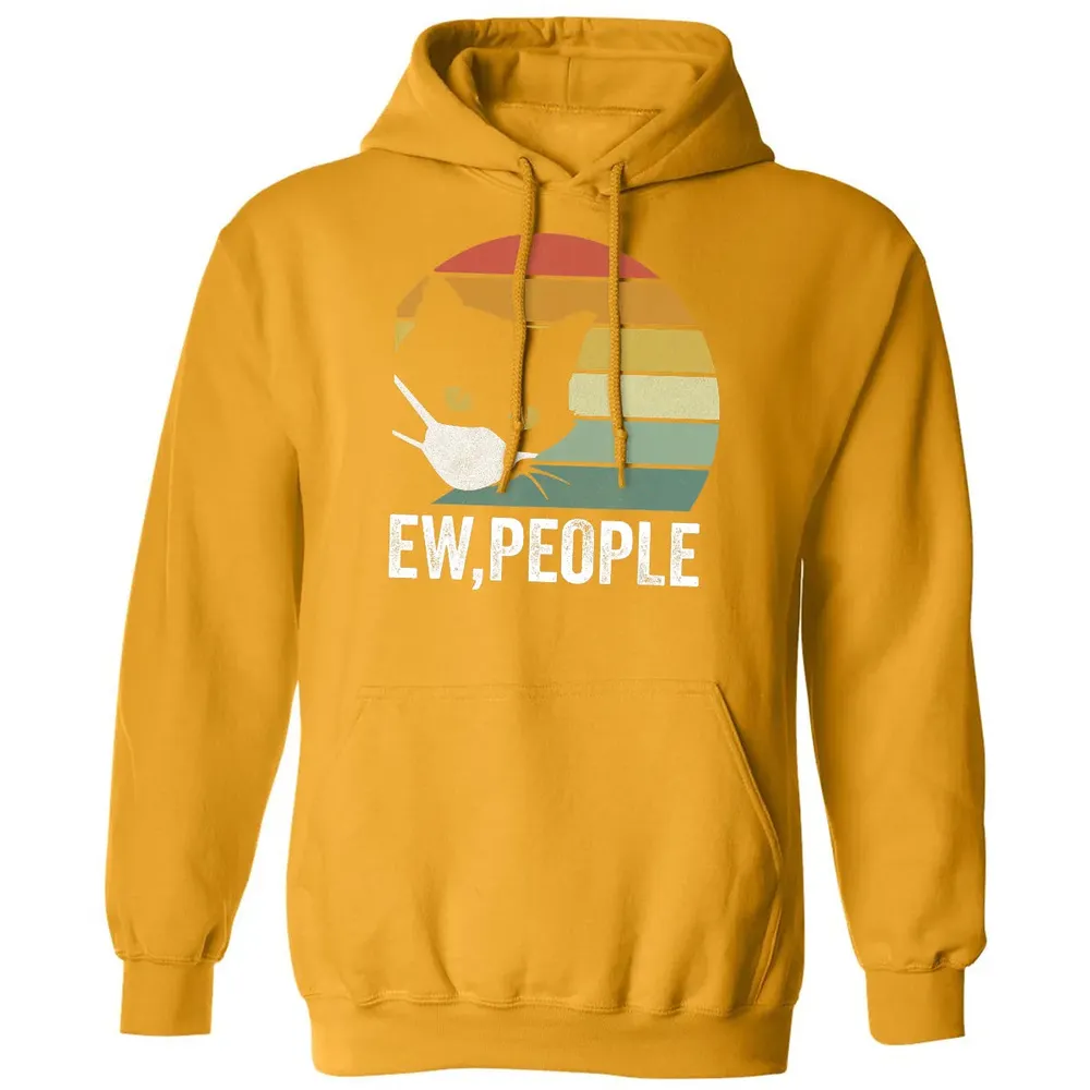 Retro Vintage Ew, people Black Cat Mask Quarantine Funny Cat Classic Unisex Hoodie - 12