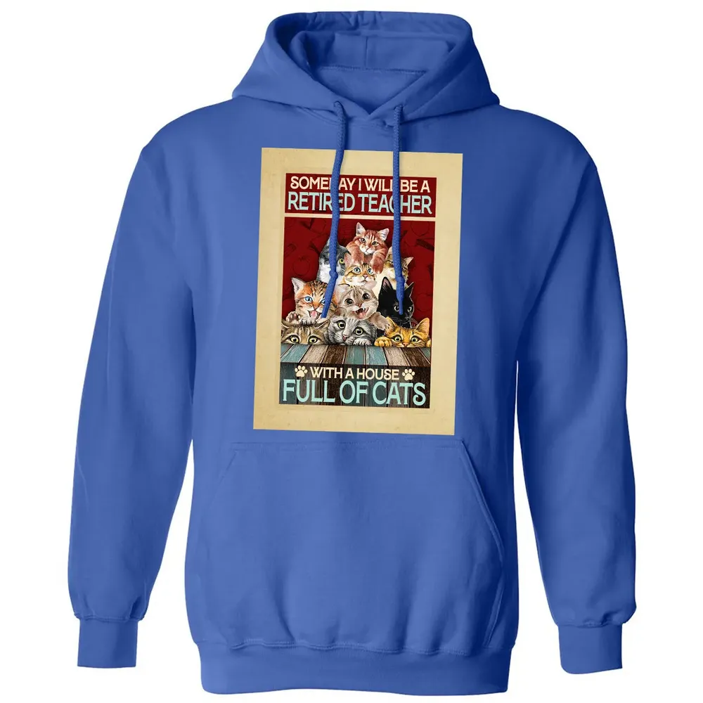 Someday I Will Be A Retired Teacher With A House Full Of Cats Classic Unisex Hoodie - 9