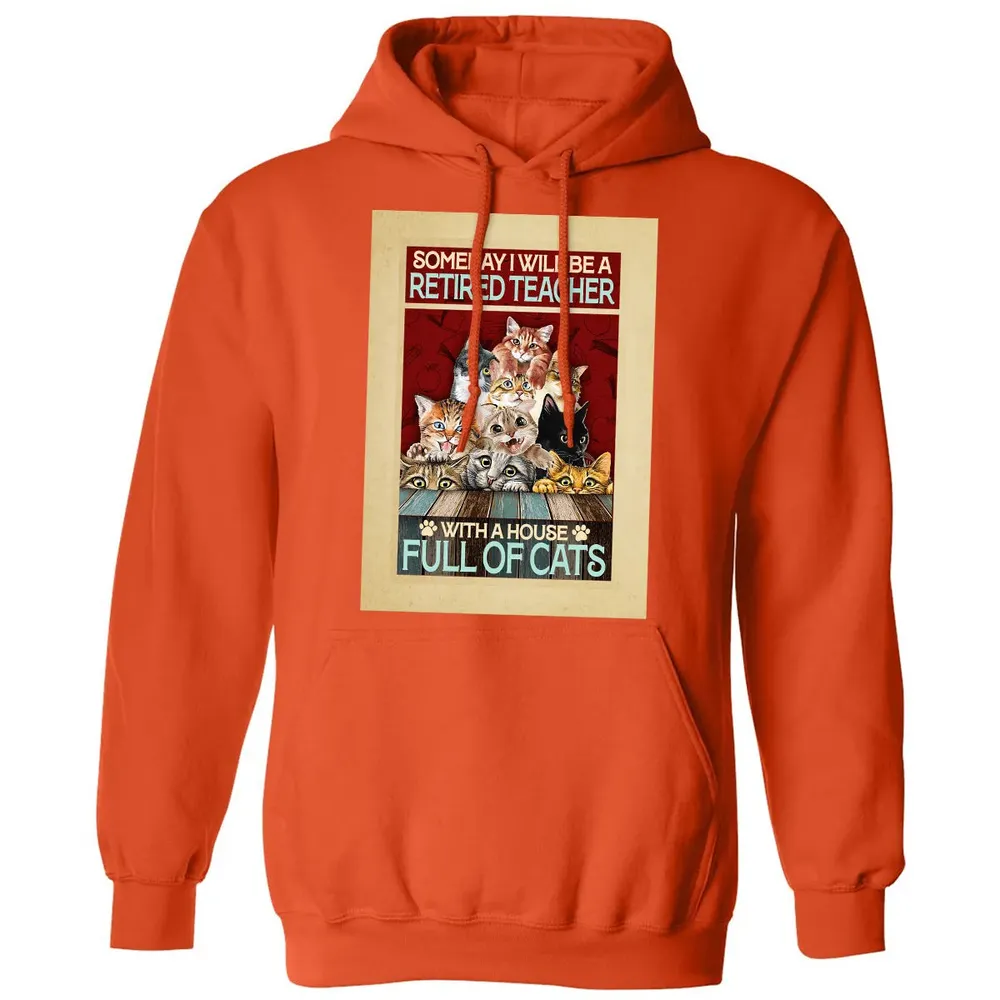 Someday I Will Be A Retired Teacher With A House Full Of Cats Classic Unisex Hoodie - 10