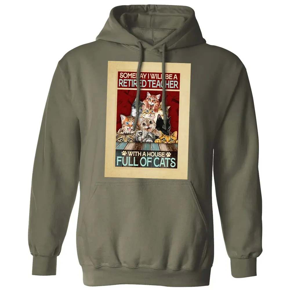 Someday I Will Be A Retired Teacher With A House Full Of Cats Classic Unisex Hoodie - 4