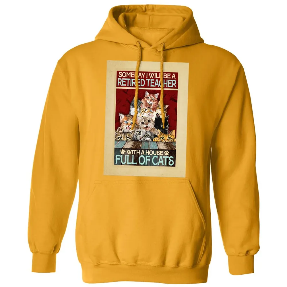 Someday I Will Be A Retired Teacher With A House Full Of Cats Classic Unisex Hoodie - 12