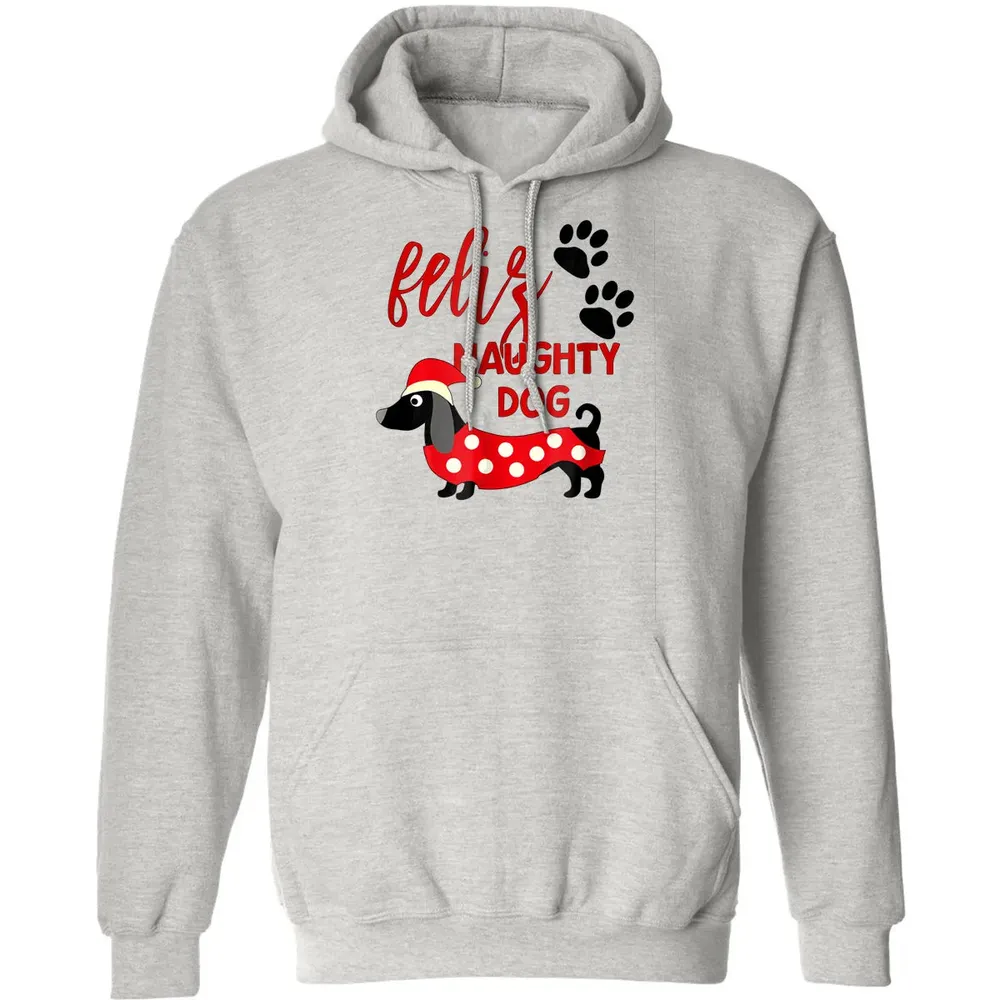 Dachshund Christmas   Funny Feliz Naughty Dog Xmas Classic Unisex Hoodie - 2