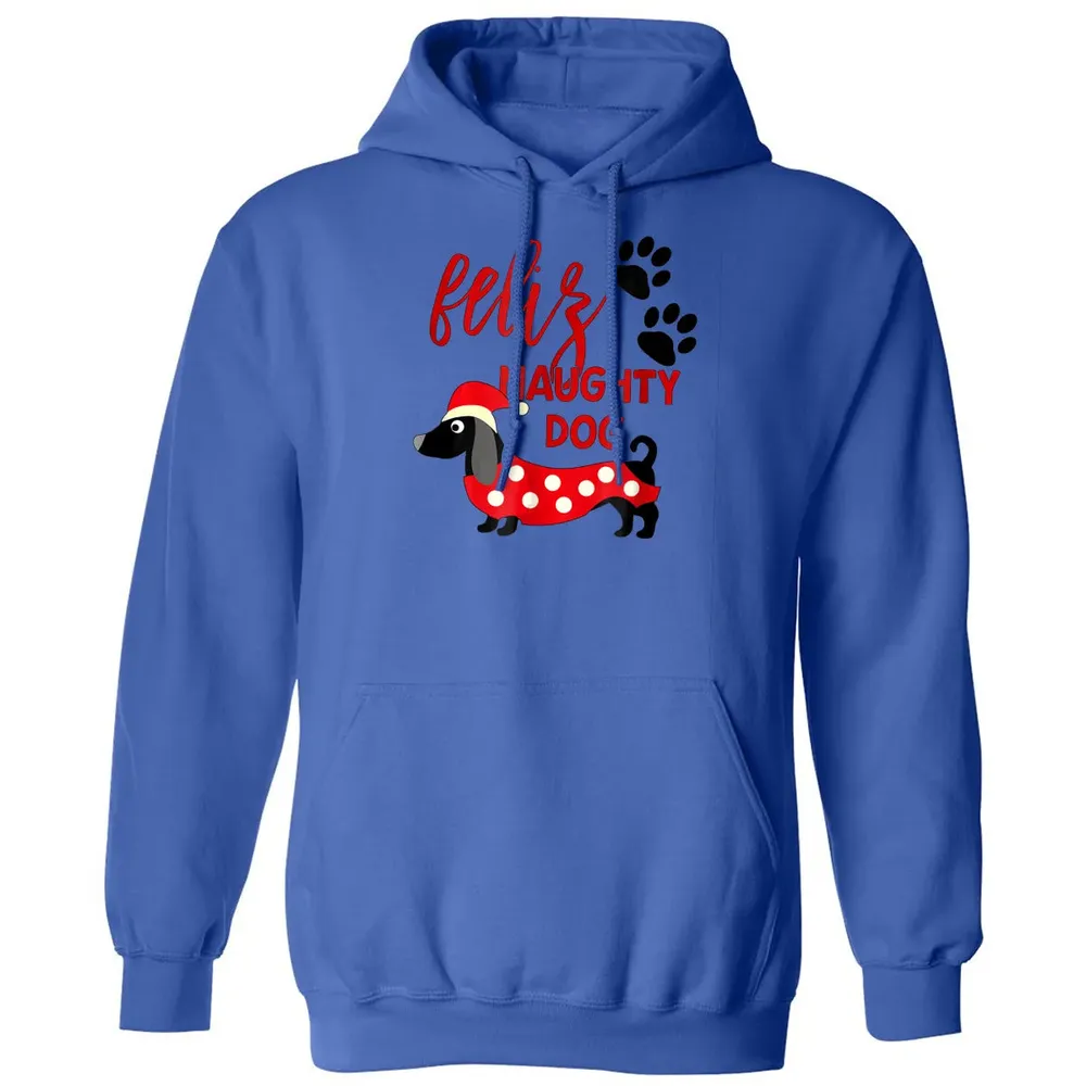 Dachshund Christmas   Funny Feliz Naughty Dog Xmas Classic Unisex Hoodie - 9